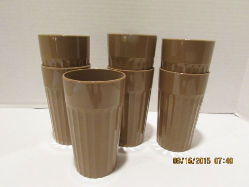 7 CRYSTALON GLASS T-12 BEIGE/TAUPE BROWN MELAMINE PLASTIC GLASSES..MINT