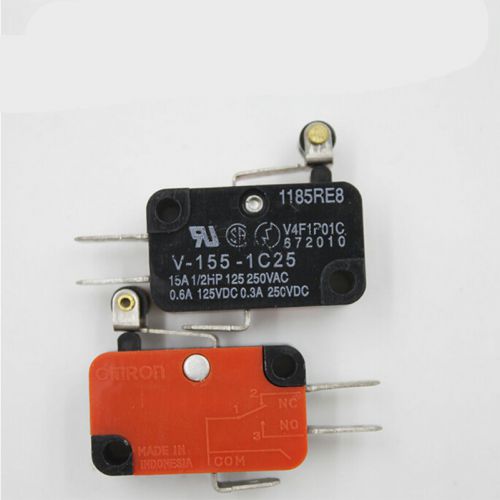 5x v-155-1c25 short hinge roller lever momentary limit micro switch 1no 1n ind for sale