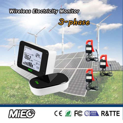 MIEO HA102 Wireless Electricity Monitor for 3 Phases System&amp;3CT4 Current Sensors