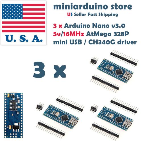 3pcs Arduino Nano V3.0 ATMEGA328P-AU Module CH340G 5V 16MHz Mini USB Atmel MCU