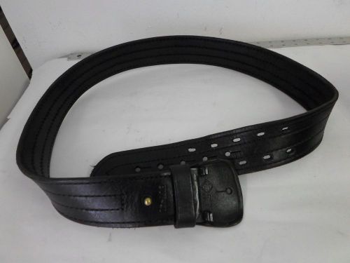 AKER Black Leather Duty Belt, Size 40, 2 1/8&#034; Wide