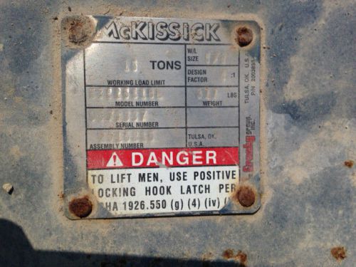 Used crosby mckissick 15 ton hook block 16&#034; sheave 5/8&#034; wire rope eze15s16l for sale