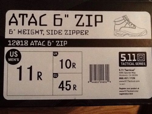 Police / Fire Department 5.11 12018 ATAC 6&#034; zip tactical shoes11R 45R