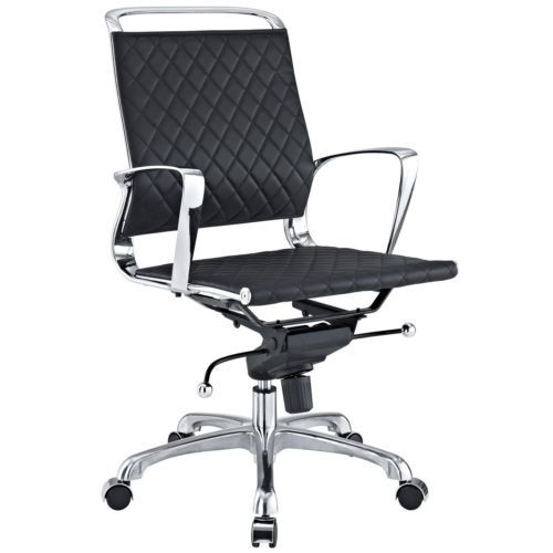 Black office chair mid back ergonomic modern executive workstation furniture new for sale