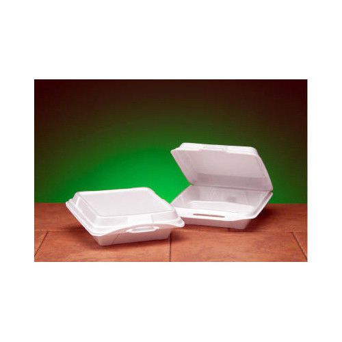 Genpak Foam Hinged Carryout Container with 3 Compartment in White