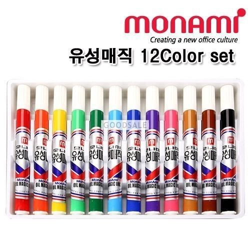 Monami oil-based permanent marker magic pen 12 color set for sale