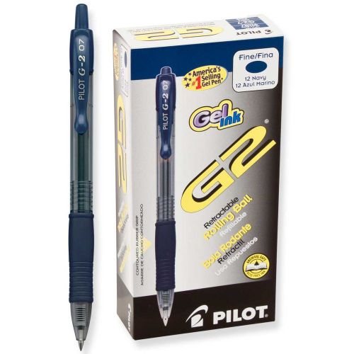 Pilot 31187 G2 Gel Pen, Retractable/Refillable, Fine Pt, Navy Blue, 12 Pens/DZ