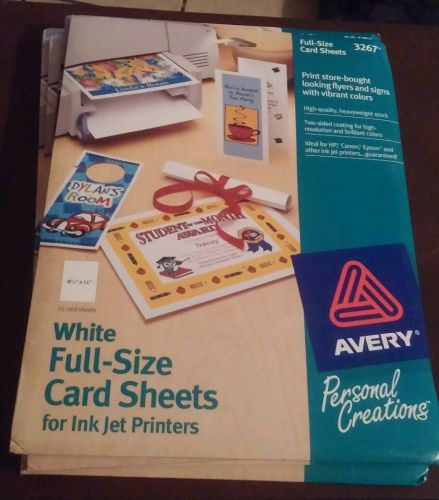 Avery 3267 White Full Size Card Sheets Card Stock New 6 Packs x 15 90 Sheets