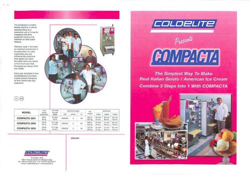 Coldelite Compacta 3003 Gelato Machine Batch Freezer Italian NEW