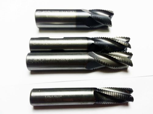 (qty 4) garr hanita 1/2 - 3/4 - 5/8&#034; carbide tialn 4fl roughing end mill (b 23) for sale