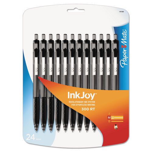 InkJoy 300RT Ballpoint Pen, 1.0mm, Black Ink, 24/Pk