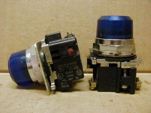 Cutler Hammer 10250T Blue Pilot Light, 24 V input, 24 V Bulb, Lot of 2