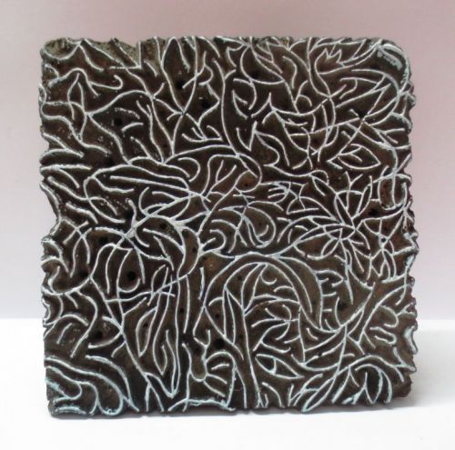 INDIAN WOOD HAND CARVED TEXTILE PRINTING FABRIC CLAY BLOCK STAMP UNIQUE PATTERN