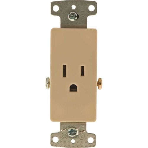 Hubbell RRD151I Decorator Receptacle Single Self Grounding 15A Ivory