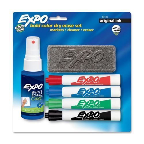 NEW EXPO Low Odor Dry Erase Markers CHISEL TIP 6 piece SET Red Green Blue Black