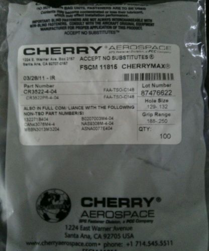 CHERRY / CHERRYMAX CR3522-04-04 AIRCRAFT BLIND RIVET - Pack of 100
