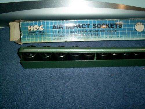 Vintage hdc  11pc air impact sockets industrial standard length nib for sale