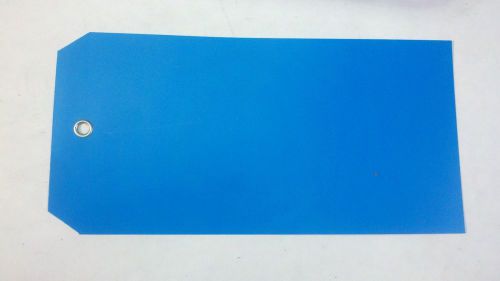 100/PK ULINE Plastic Tags  6 1/4&#034;x3 1/8&#034; BLUE S-10749B WATERPROOF METAL EYELET
