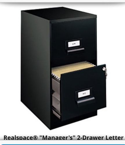 Real Space Two Drawer 18 Inch Deep Letter-Size Vertical File Cabinet Black