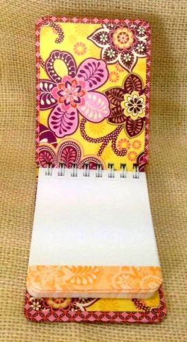 Vera Bradley Bali Gold Pocket Papers Spiral Note Pad School Pink Flowers Used