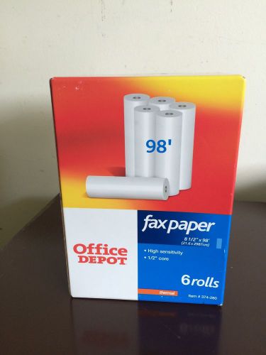 OFFICE DEPOT  THERMAL FAX PAPER  6 ROLL PACKAGE Item #374-280, NEW