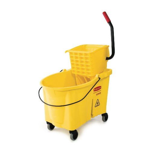 New rubbermaid commercial fg618688yel wavebrake mop bucket and wringer system for sale