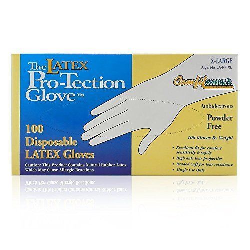 Comfitwear disposable latex gloves, powder free, xl case of 10 boxes** read** for sale