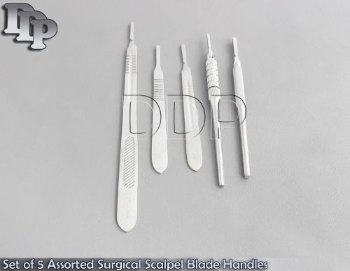 Set of 5 Assorted Surgical Scalpel Blade Handles Flat &amp; Round #4 #4L