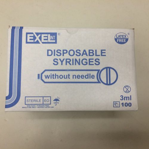 Exel Disposable Syringes 3ml Luer Slip Tip, 100 Count Box, Exp 2019-08