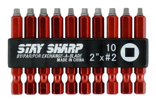Exchange-a-Blade 96032 Stay Sharp 2-Inch #2 Square Recess 10-Piece Bit Clip