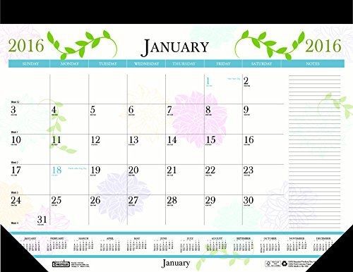 House of Doolittle 2016 Monthly Desk Pad Calendar, Earthscapes Whimsical Floral,