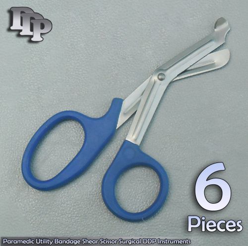6Pcs Paramedic Utility Bandage Shear Scissor7.25&#034;Royal Blue Handle DDP Instru