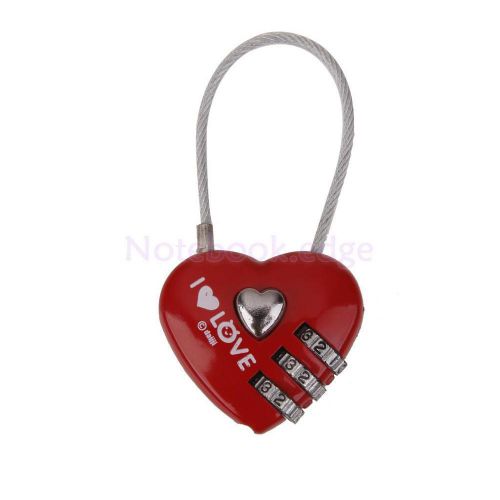 Heart 3 combination bag code padlock cabinet luggage security pass lock red for sale