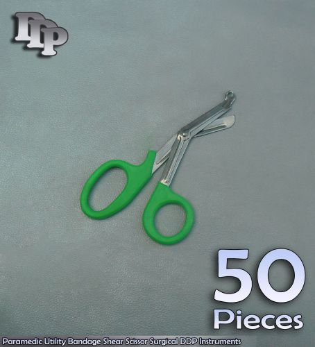 50 Paramedic Utility Bandage Shear Scissor 5.5&#034; Green Handle Surgical Instrument