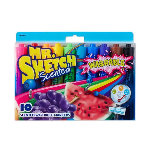 Mr. Sketch Washable Scented Watercolor Markers, Chisel-Tip, Set of 10, Assorted