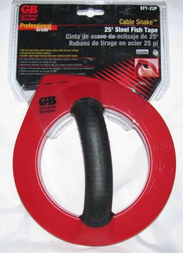 Gardner bender 25&#039; cable snake steel fish tape professional grade eft-22p for sale