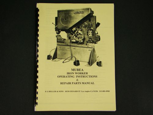 Mubea KBL Ironworker Operating &amp; Repair Parts Manual *105