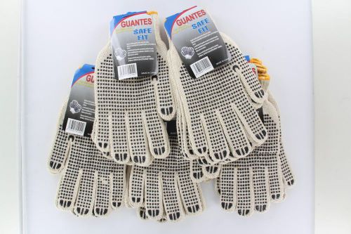 12 Pairs Brand New Medium Cloth Work Gloves with Two Side Black Rubber Beads
