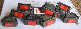 ** lot of 10 ** red light rocker switches * made by shinden co ltd (japan) for sale