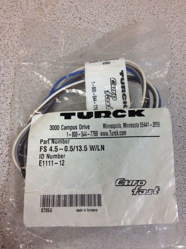 NEW TURCK FS 4.5-0.5/13.5 W/LN E1111-12 CORDSET Sealed NIB
