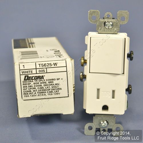 Leviton white tamper resistant decora rocker switch &amp; receptacle t5625-w boxed for sale