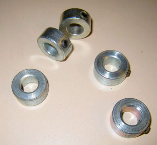 Qty (5) steel stop collars for 1/2&#034; shaft, 1&#034; od .438&#034; wide, very good condition for sale