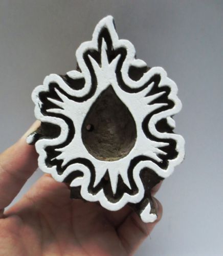 WOOD HAND CARVED TEXTILE FABRIC CLAY BATIK WALLPAPER BLOCK PRINT STAMP BOLD 03