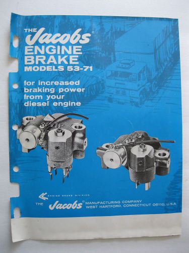 Jacobs Engine Brake (Jake Brake) Model 53-71 Brochure Dated 8/15/69