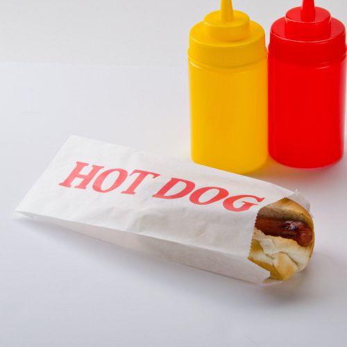 Printed Paper Hot Dog Bag 3 1/2&#034; x 1 1/2&#034; x 9&#034;  - 1000 / Case