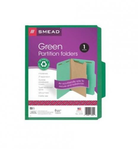Smead - Green Partition Folders w/ 1 Divider - 100% Recycled - 5 Pack - (13749)