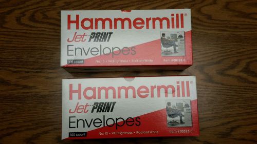 Hammermill Jet Print Envelopes No. 10, lot of 2, 100 count each
