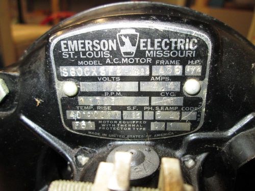 EMERSON MOTOR! 1/4-HP, RPM-1725, JUST REBUILT! RUNS GREAT!