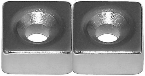 2 Neodymium Magnets 1/2 x 1/2 x 1/4 Countersink Blocks