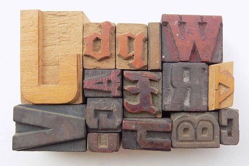 Letterpress Letter Wood Type Printers Block &#034;Lot Of 15&#034; Typography #bc-1112